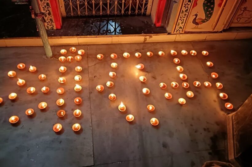 चार भुजा मंदिर में राम नवमी पर 111 दीप जलाए गए